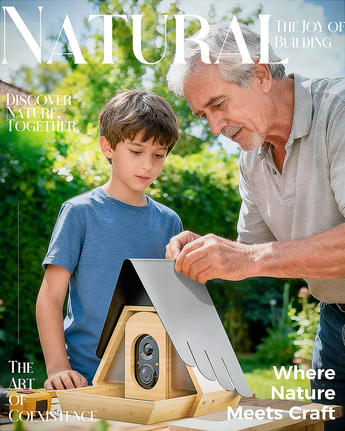 Bamboo Smart Bird Feeder with 2K AI Camera – FSC-Certified, Solar Powered, Eco-Friendly Gift for Bird Lovers (64G SD Card Included)