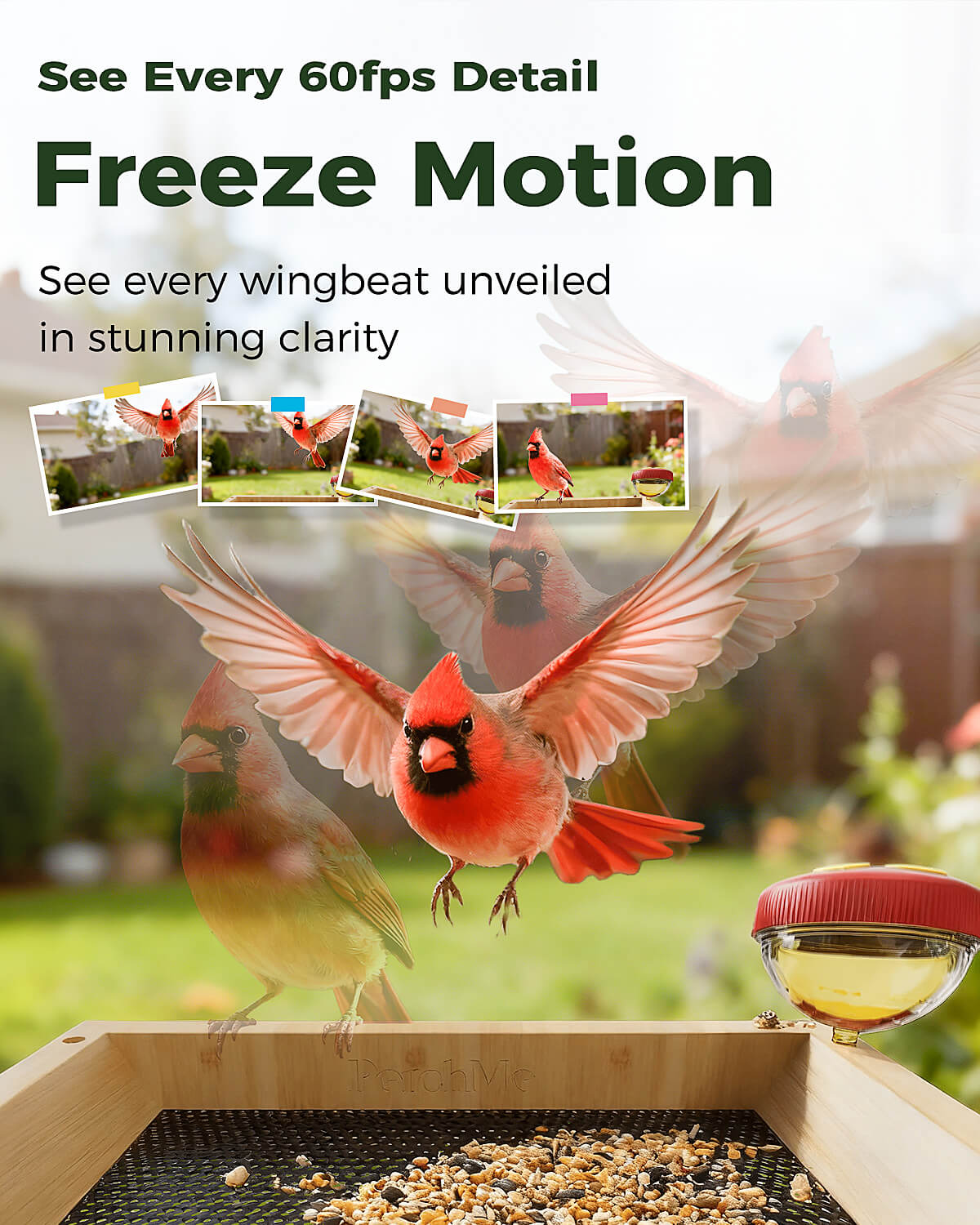 Bamboo Smart Bird Feeder with 2K AI Camera – FSC-Certified, Solar Powered, Eco-Friendly Gift for Bird Lovers (64G SD Card Included)